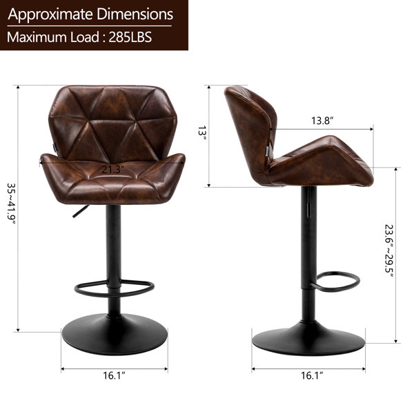 Trent Austin Design Massenburg Faux Leather Swivel Adjustable Height Bar Stool set Of 2 Reviews Wayfair